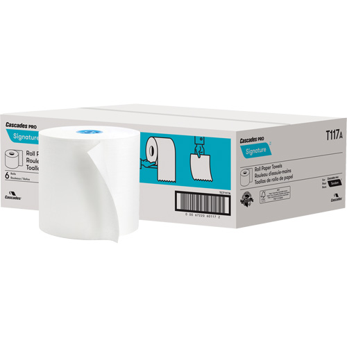 Papier essuie-tout textur&eacute; compostable &agrave; enrouler &agrave; la main PRO Signature, 1 pli, Standard, 1000' lo Fastek