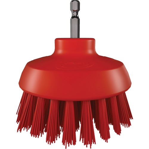 Brosse ronde HyDrive pour perceuse, Soies Tr&egrave;s ferme, Longueur de 3-1/10", Rouge Fastek