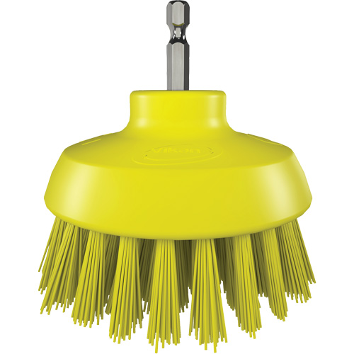 Brosse ronde HyDrive pour perceuse, Soies Tr&egrave;s ferme, Longueur de 3-1/10", Jaune Fastek