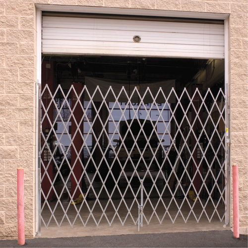 Galvanized Folding Security Gates, Fixed Single Folding, 4' L x 8' H Expanded Fastek