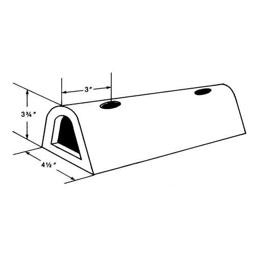 Extruded Rubber Dock Fenders, Rubber, 4-1/2" W x 12" L x 3-3/4" D Fastek