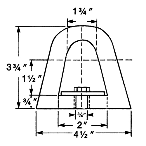 Extruded Rubber Dock Fenders, Rubber, 4-1/2" W x 12" L x 3-3/4" D Fastek