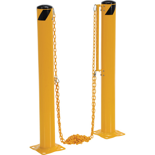 Dock Chain Barrier Bollard System, Steel, 42" H x 6-5/8" W, Yellow Fastek