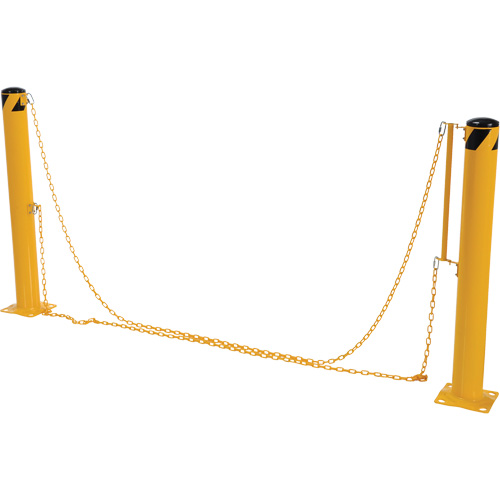 Dock Chain Barrier Bollard System, Steel, 42" H x 6-5/8" W, Yellow Fastek