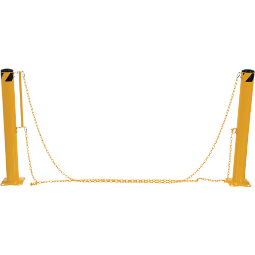 Dock Chain Barrier Bollard System, Steel, 42" H x 6-5/8" W, Yellow Fastek