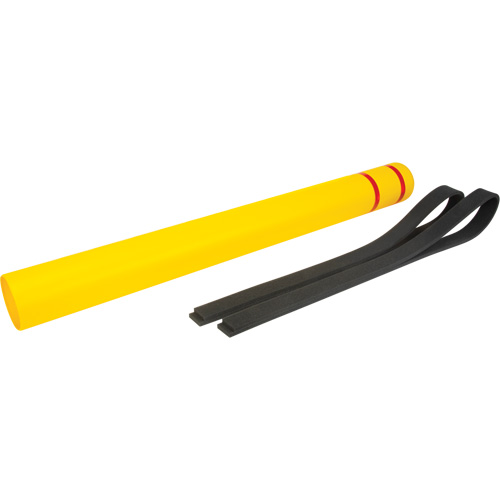 Capuchon en poly&eacute;thyl&egrave;ne pour borne de protection, 4-1/2" dia. x 52" l, Rouge/Jaune Fastek