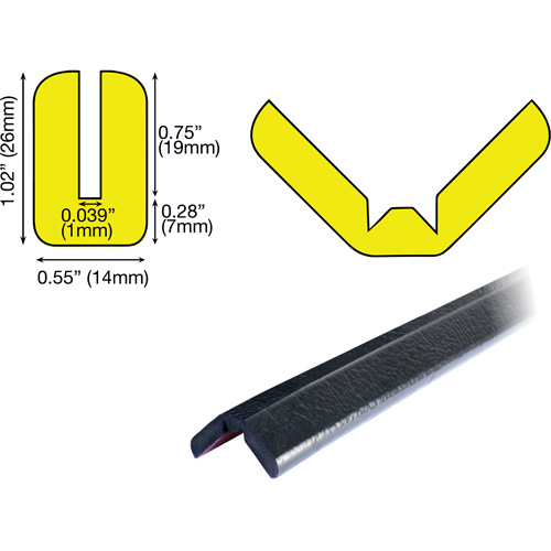 Butoir de protection de rebords mod&egrave;le W 1M, Longueur 3.25' Fastek