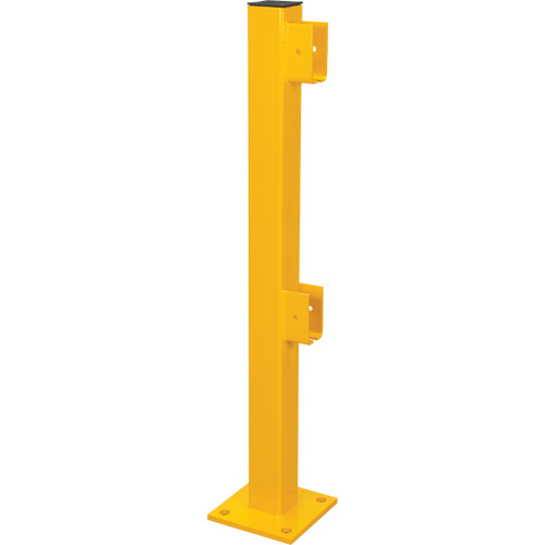 End Post for Light-Duty Guard Rails, Steel, 42" H, Safety Yellow Fastek