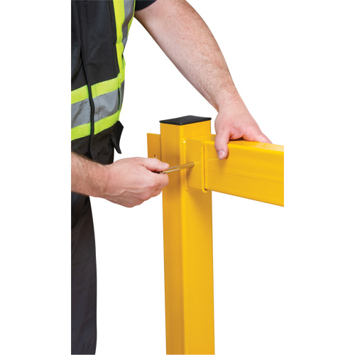 Corner Post for Light-Duty Guard Rails, Steel, 42" H, Safety Yellow Fastek