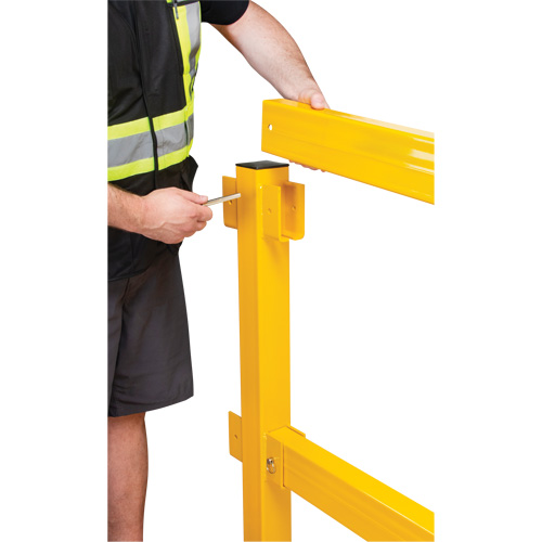 Corner Post for Light-Duty Guard Rails, Steel, 42" H, Safety Yellow Fastek
