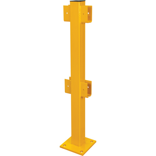 In-Line Post for Light-Duty Guard Rails, Steel, 42" H, Safety Yellow Fastek