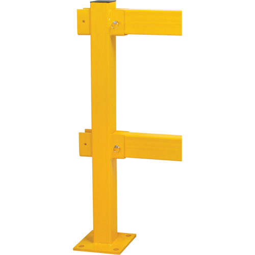 In-Line Post for Light-Duty Guard Rails, Steel, 42" H, Safety Yellow Fastek