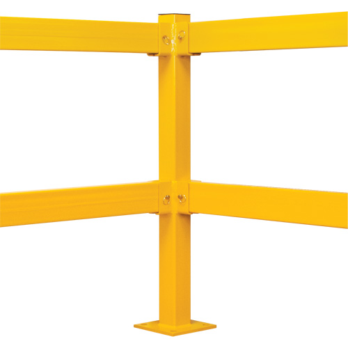Corner Post for Light-Duty Guard Rails, Steel, 42" H, Safety Yellow Fastek
