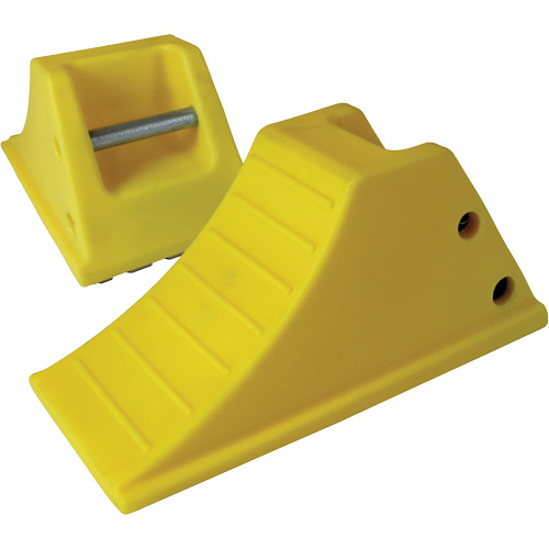 40 Ton Large Equipment Wheel Chock with Grip Pads, Urethane, Yellow Fastek