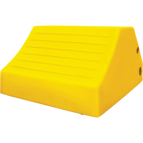165 Ton Large Equipment Wheel Chock with Handle & Hole, Urethane, Yellow Fastek