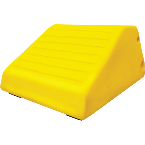 255 Ton Large Equipment Wheel Chock with Handle & Hole, Urethane, Yellow Fastek