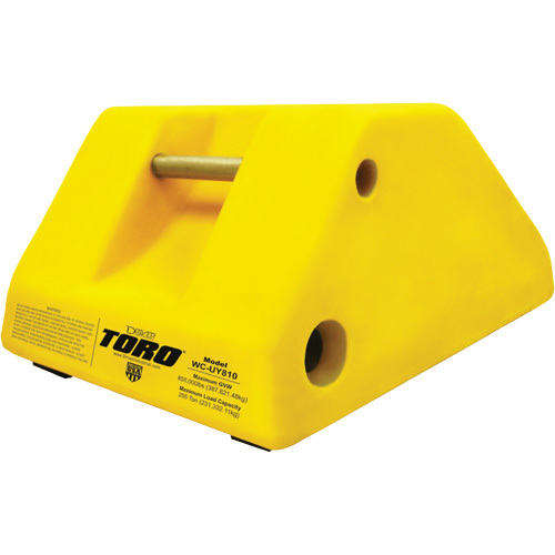 255 Ton Large Equipment Wheel Chock with Handle & Hole, Urethane, Yellow Fastek