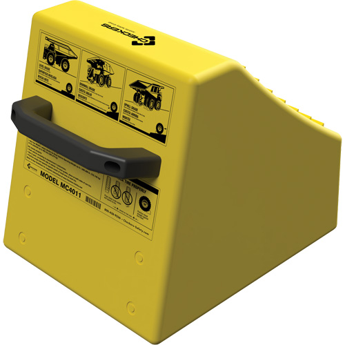 Cale de roue ultra-robuste pour l'exploitation mini&egrave;re Checkers Safety sans support, PEHD, Jaune, 14-1/2" la x 17-1/2" p x 16" h Fastek
