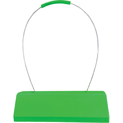 Cale de roue pour avion Checkers Safety SafeRay avec poign&eacute;e &agrave; c&acirc;ble ergonomique, Ur&eacute;thane, Vert fluorescent, 24" la x 8" p x 6" h Fastek