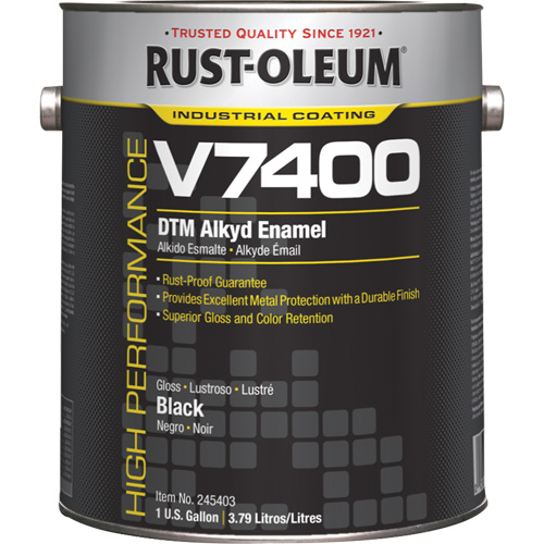 High-Performance V7400 System 340 VOC DTM Alkyd Enamel, Black, High-Gloss, Gallon Fastek