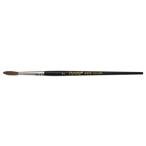 Black Pointed Bristle Artist Brush, 4 mm Brush Width, Camel Hair, Wood Handle Fastek