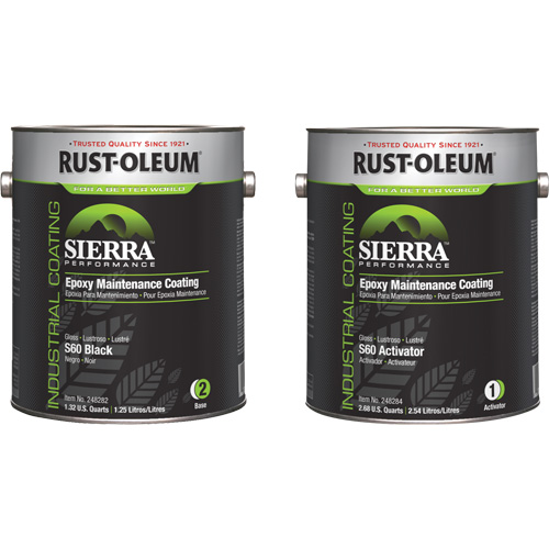 Sierra S60 Water-Based Epoxy Maintenance Coating Kit, Gallon, Black Fastek