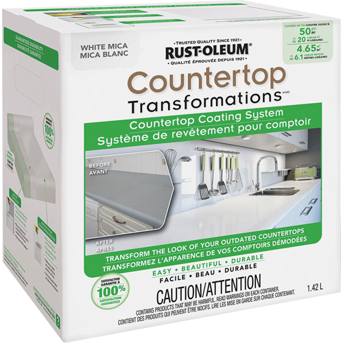 Countertop Transformations&reg; Mica Countertop Coating System, 1.42 L, Kit, White Mica Fastek