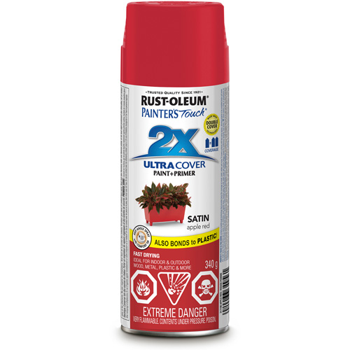 Painter's Touch&reg; Ultra Cover Paint, Apple Red, Satin, Aerosol Can Fastek