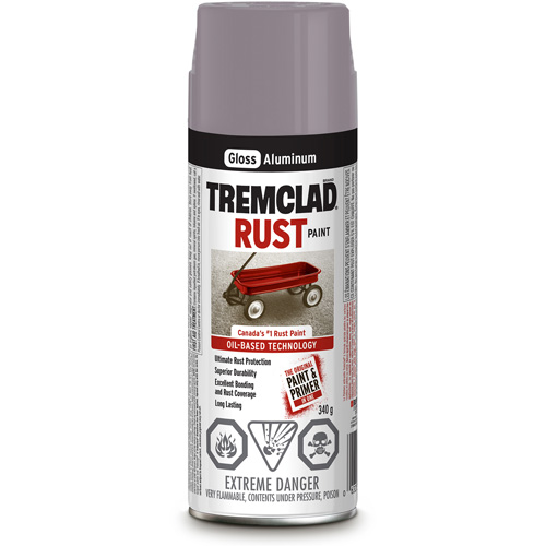 Tremclad&reg; Oil Based Rust Paint, Silver Aluminum, Gloss, Aerosol Can Fastek
