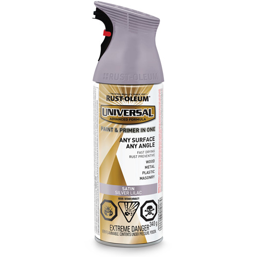 Universal&reg; Enamel Paint & Primer In One, Silver Lilac Purple, Satin, Aerosol Can Fastek