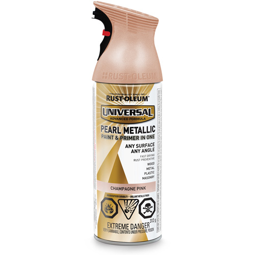 Couche de fond et rev&ecirc;tement perl&eacute; &agrave; vaporiser Universal, Rose champagne, M&eacute;tallique, Canette a&eacute;rosol Fastek