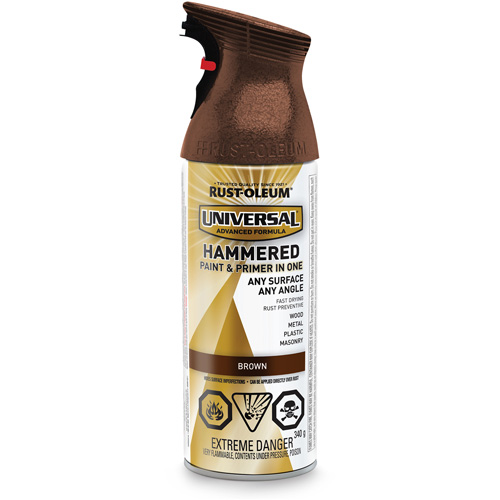 Universal&reg; Paint & Primer In One Spray Paint, Brown, Hammered, Aerosol Can Fastek
