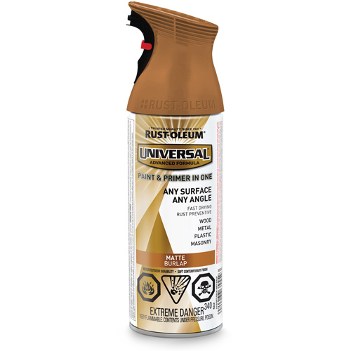 Universal&reg; Enamel Paint & Primer In One, Burlap Brown, Matte, Aerosol Can Fastek