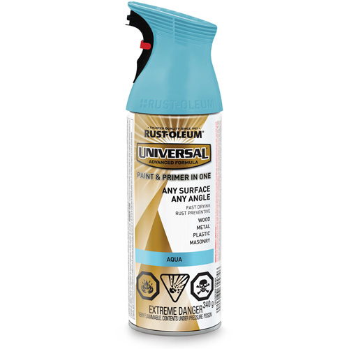 Universal&reg; Enamel Paint & Primer In One, Aqua Blue, Satin, Aerosol Can Fastek
