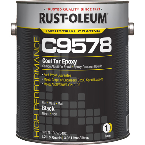 Composant de base pour rev&ecirc;tement &eacute;poxydique &agrave; base de goudron de houille et &agrave; haute teneur en solides du syst&egrave;me C9578, Noir, Gallon Fastek