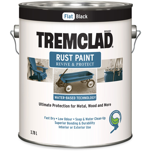 Peinture antirouille &agrave; base d'eau Tremclad, 3,78 L, Gallon, Noir Fastek