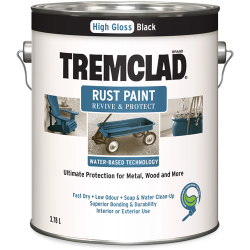 Tremclad&reg; Water-Based Rust Paint, 3.78 L, Gallon, Black Fastek
