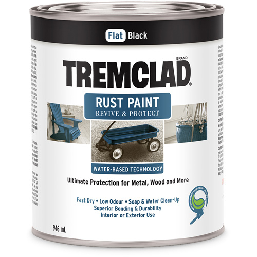 Peinture antirouille &agrave; base d'eau Tremclad, 946 ml, Canette, Noir Fastek