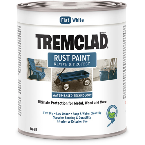 Tremclad&reg; Water-Based Rust Paint, 946 ml, Can, White Fastek