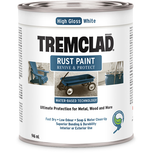 Peinture antirouille &agrave; base d'eau Tremclad, 946 ml, Canette, Blanc Fastek
