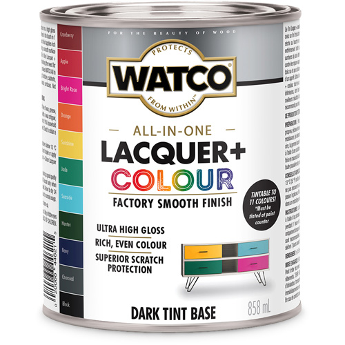 Watco&reg; All In One Lacquer + Colour Dark Tint Base, 946 ml, Dark Tint Base, High-Gloss Fastek