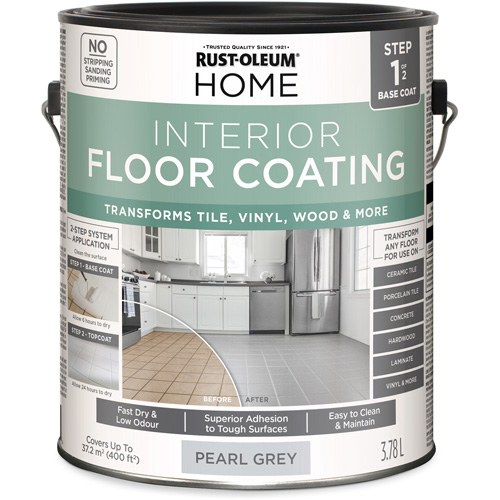 Home Interior Floor Coating System Base Coat, 3.78 L, Water-Based, Very Flat, Grey Fastek