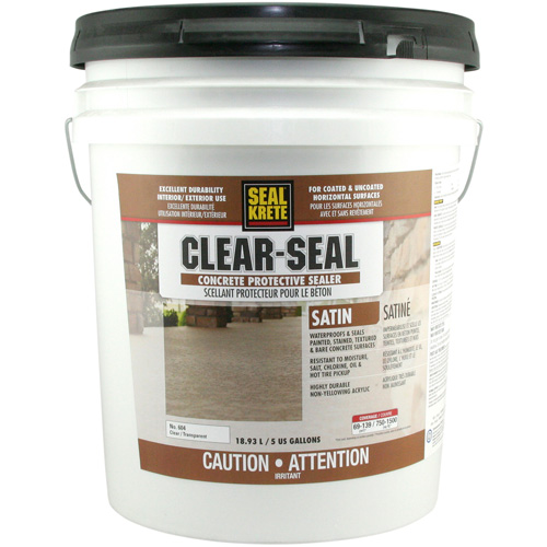Seal-Krete&reg; Protective Sealer, 18.93 L, Water-Based, Satin, Clear Fastek