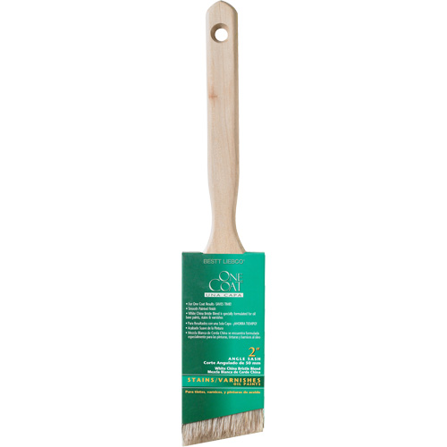 One Coat Angle Sash Brush, White China, Wood Handle, 2" Width Fastek