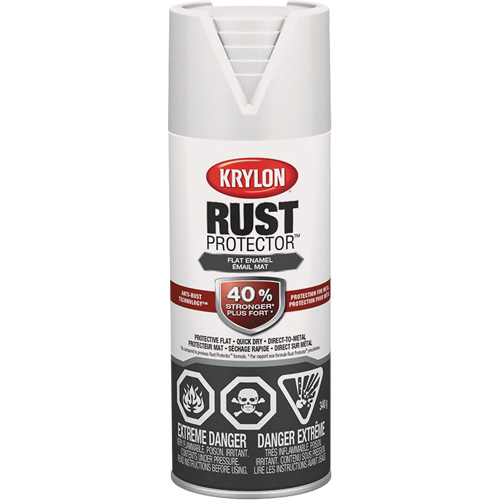 Peinture &agrave; &eacute;mail Rust Protector, Blanc, Tr&egrave;s mat, 12 oz, Canette a&eacute;rosol Fastek