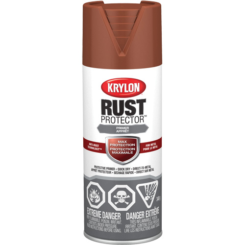 Peinture &agrave; &eacute;mail Rust Protector, Appr&ecirc;t oxyde rouge, Tr&egrave;s mat, 12 oz, Canette a&eacute;rosol Fastek