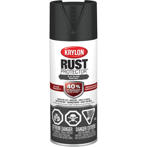 Peinture &agrave; &eacute;mail Rust Protector, Noir, Tr&egrave;s mat, 12 oz, Canette a&eacute;rosol Fastek