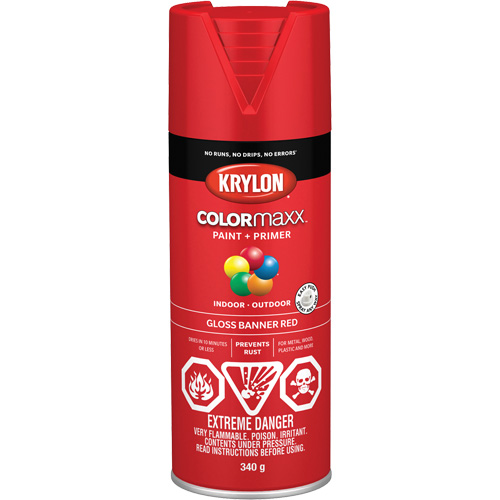 COLORmaxx Paint + Primer, Banner Red, Gloss, 12 oz., Aerosol Can Fastek