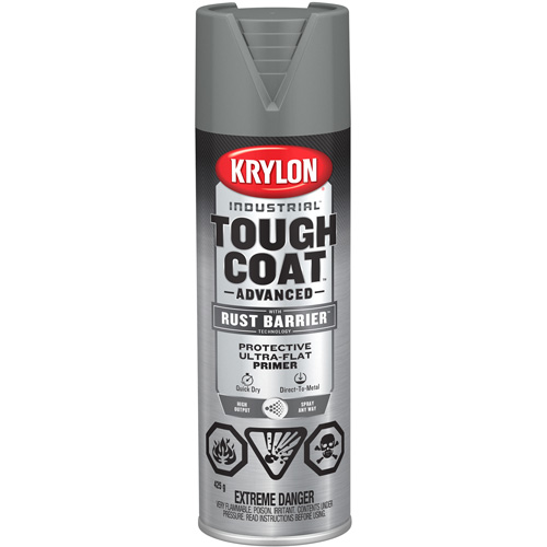 Tough Coat&reg; Advanced Paint with Rust Barrier Technology, Grey Primer, Ultra-Flat, 425 g, Aerosol Can Fastek