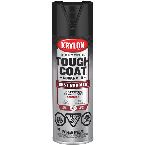 Tough Coat&reg; Advanced Paint with Rust Barrier Technology, Black, Semi-Gloss, 425 g, Aerosol Can Fastek